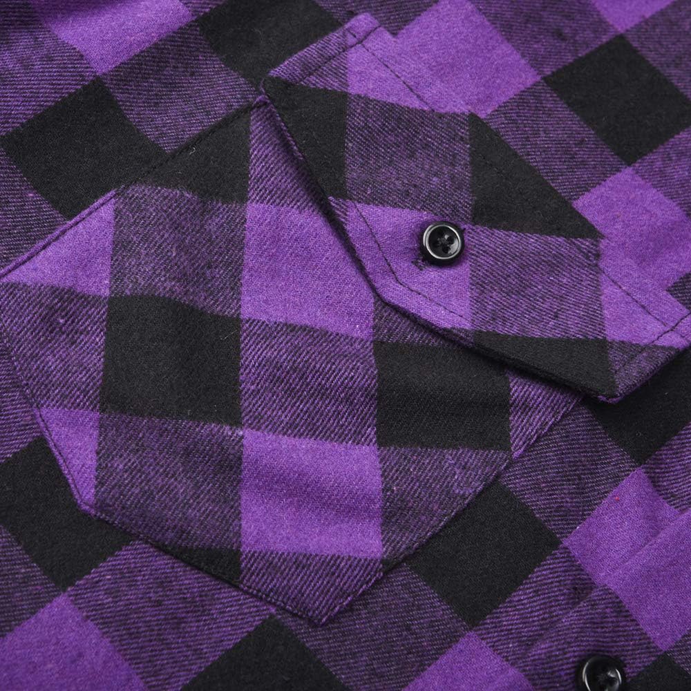 Womens Flannel Shirts Long Sleeve Lightweight Button Down Casual Checkered Top - Image 3