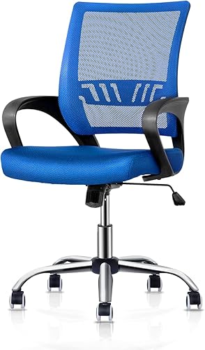 MoNiBloom Silla de oficina de malla, silla de computadora de respaldo medio con diseño ergonómico, silla giratoria con soporte lumbar, capacidad de