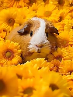 KAYEIUU Diamond Painting Kits for Adults, Guinea Pig Yellow Guinea Pig Watercolor Diamond Art DIY 5D Full Round Drill Crystal Rhinestone Arts and Craft, for Home Decor Wall Decor 12x16 inch