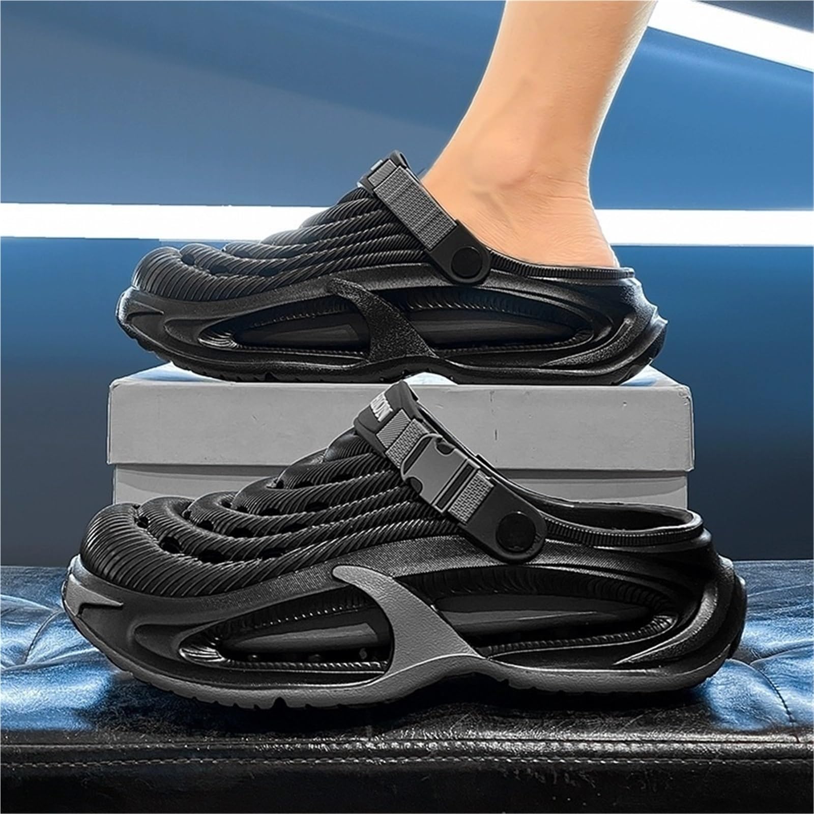 Sandalias sin cordones de verano for hombre, zapatos ligeros y transpirables for exteriores, calzado informal de suela gruesa antideslizante for conducir, playa, caminar