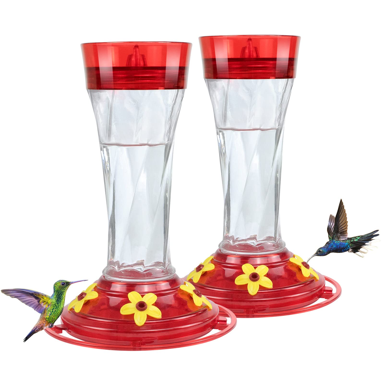 HOTOZON Twist Hummingbird Feeder, 2 Pack Glass Bottle Bird Feeders for