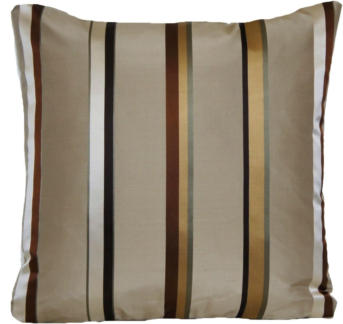 Lorca Silk Striped Accent Pillow Cover Gold and Grey Stripes Design Samoa