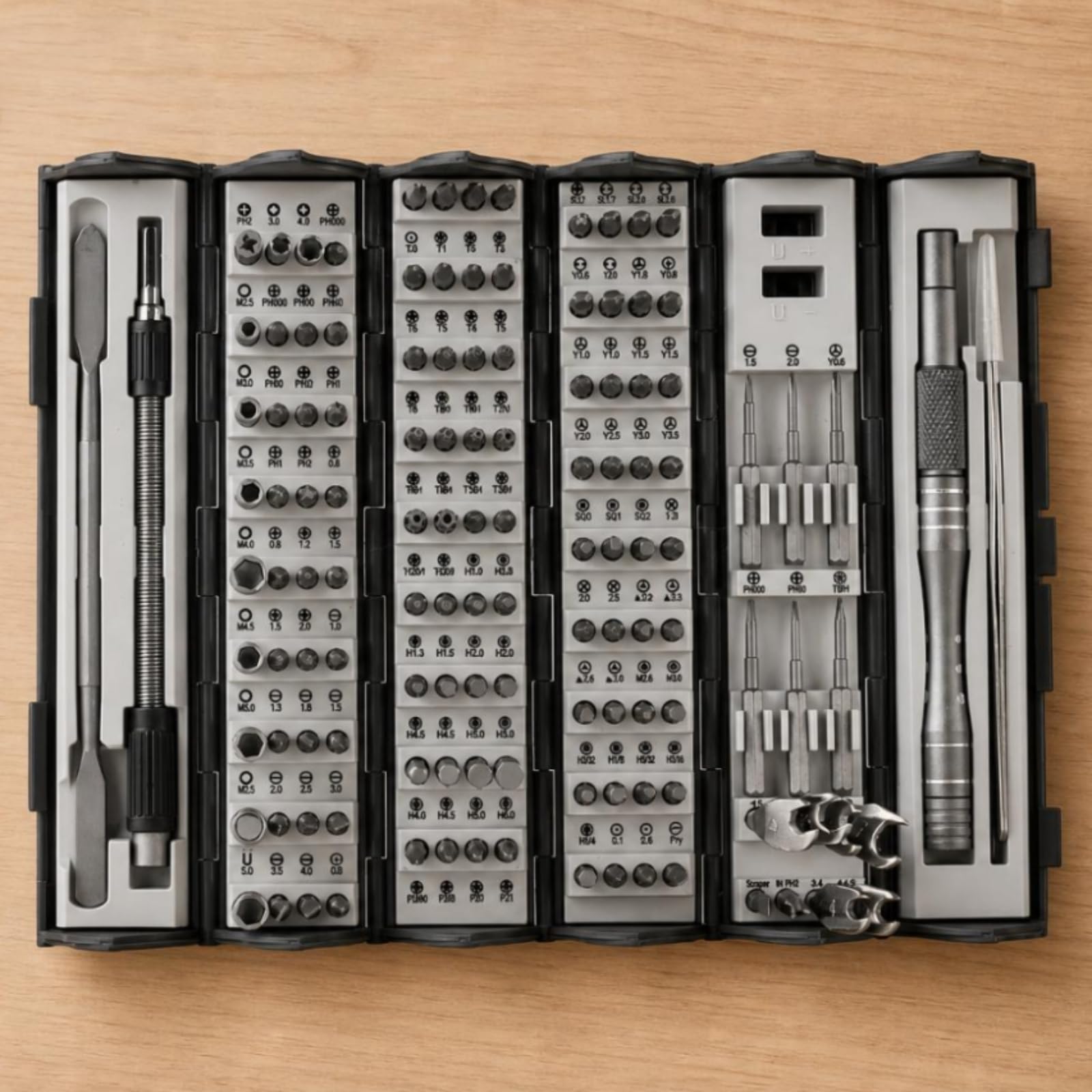 F Fityle Kit stornilladores Precisión con Mango Aluminio y Puntas Intercambiables con Estuche Libro Plegable para Reparación Aparatos Electrónicos