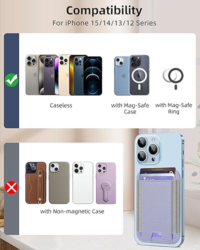 Miniatura 167 de HiWe Cartera MagSafe, cartera magnética más fuerte para iPhone 17/16/15/14/13/12, soporte para 7 tarjetas, RFID delgado minimalista de cuero, 1