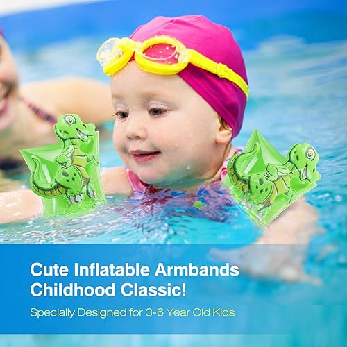 Miniatura 2 de MoKo Bandas de natación para niños, niños pequeños comienzan a nadar flotadores inflables para piscina, lindas alas de natación de dibujos animados,