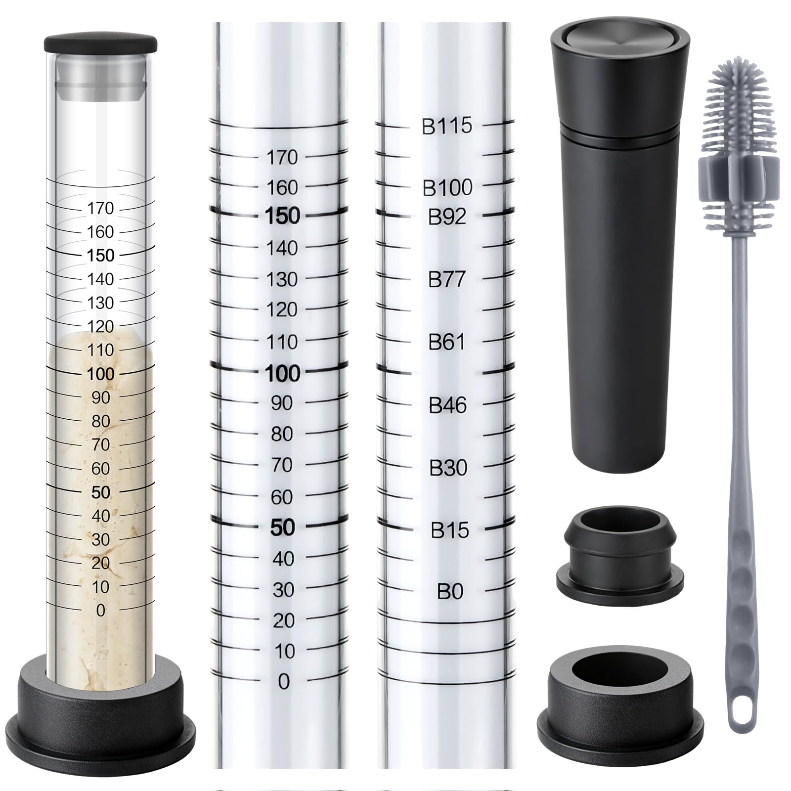 Yungyan Sourdough Jars Aliquot Jar Kit Fermentation Tracker, Black