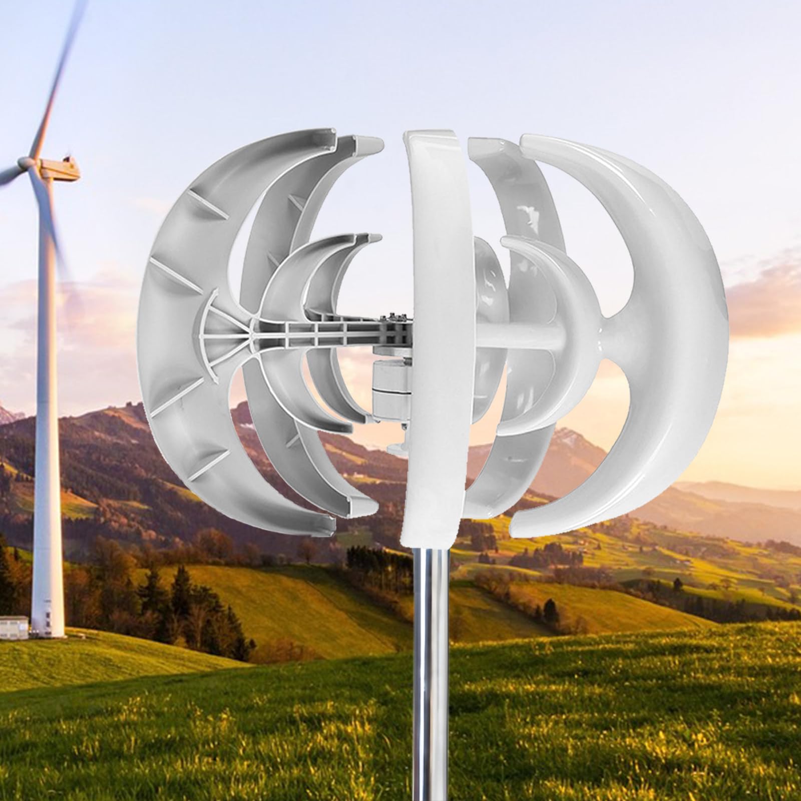 Pionowy generator wiatru 10000 W - 5-łopatkowa konstrukcja z kontrolerem do domu, oświetlenie ulicy, łodzie, tarasy, kabiny - Efektywne rozwiązanie dla energii odnawialnej 24 V