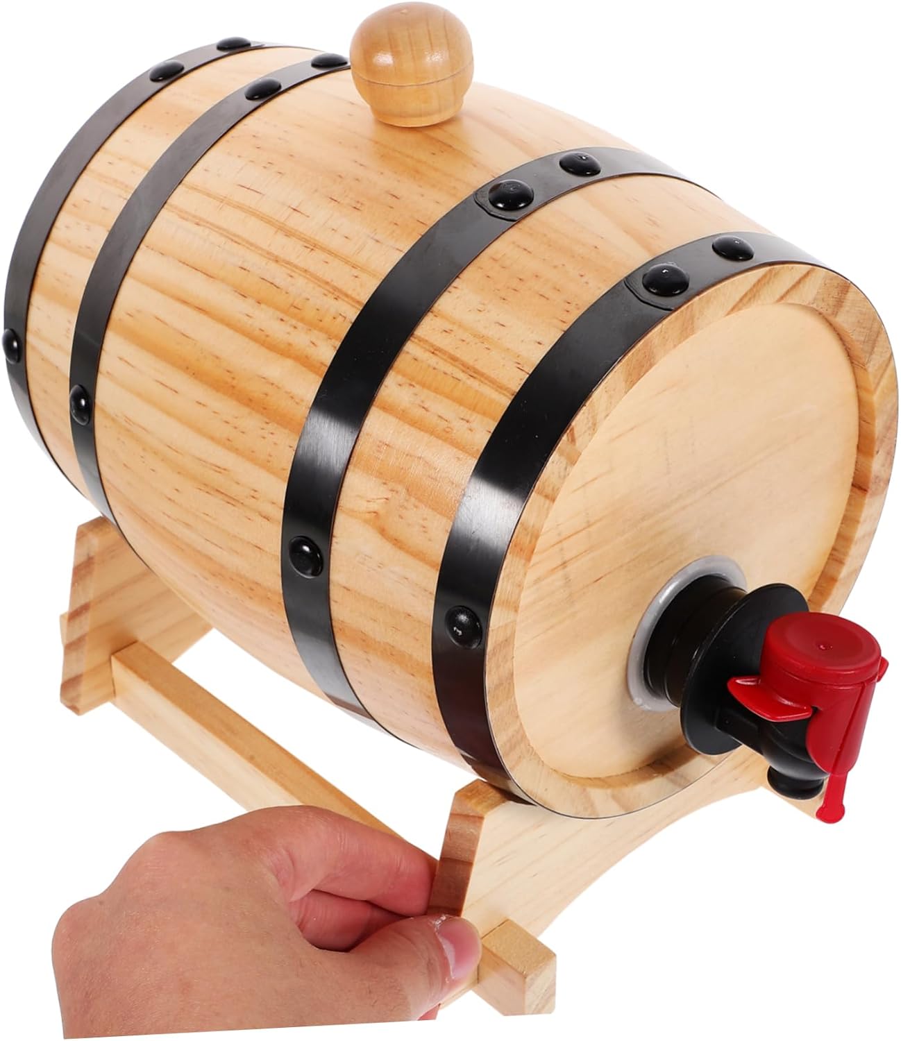 Wooden Wine Barrel Dispenser for Red Wine Beer and Spirits Vintage Decor with Faucet Capacity for Home Bar and Parties