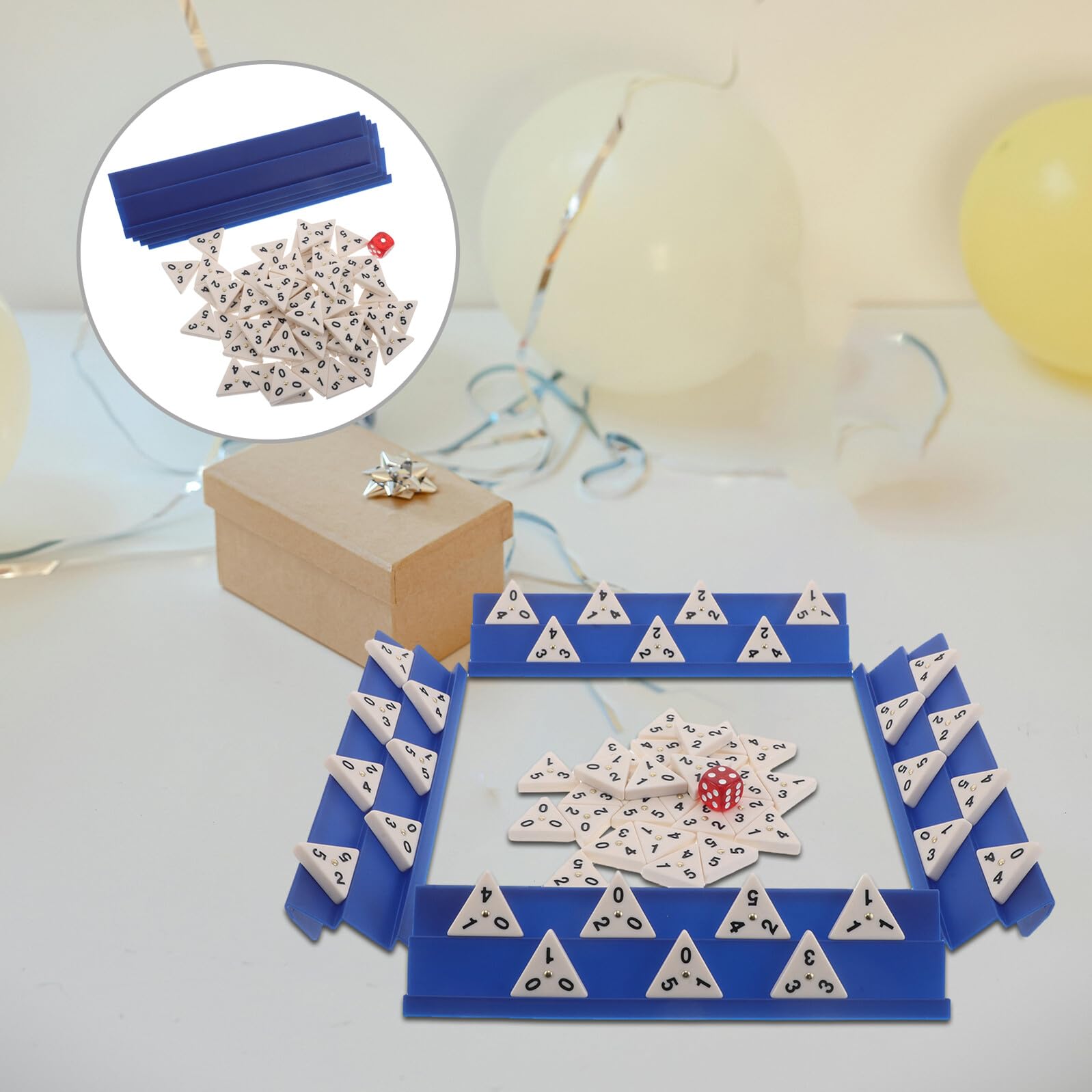 minkissy Juego de Mesa de Dominó Triangular Azul de Melamina, 1 Juego
