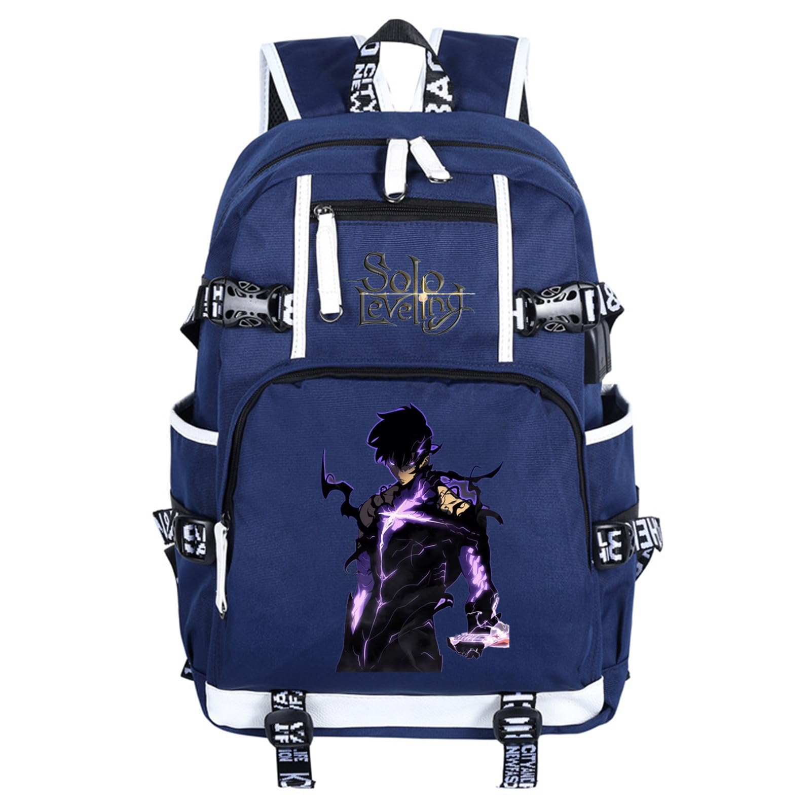 ISaikoy Anime Solo Leveling Backpack Bookbag Daypack School Bag Laptop Bag with USB Charging Port 15