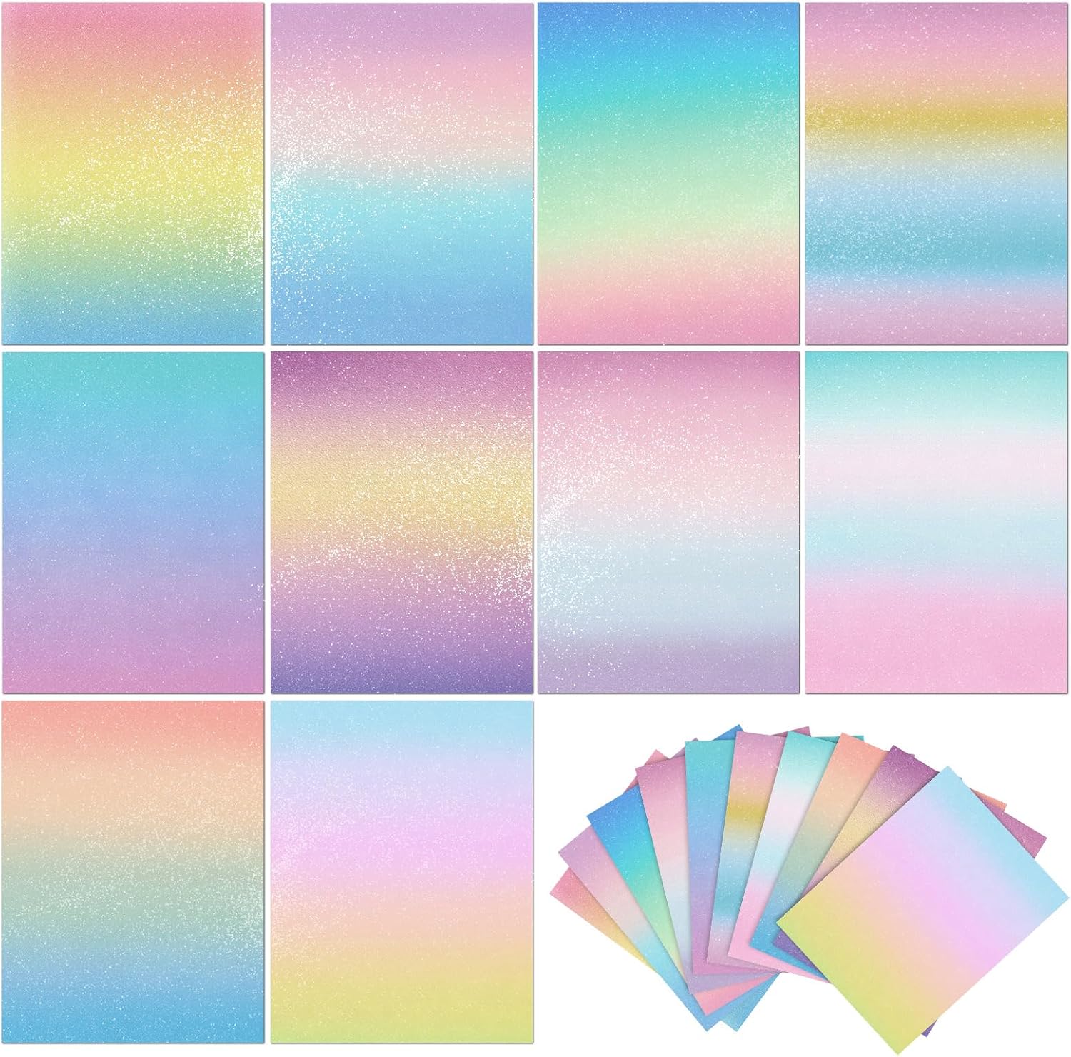 Gersoniel 40 Sheet Watercolor Scrapbook Paper 8.5 x 11 Inch Colorful Decorative Cardstock Paper Double Sided Vivid Papers for Craft Card Making Journaling Planner Scrapbooking Supplies, 10 Design