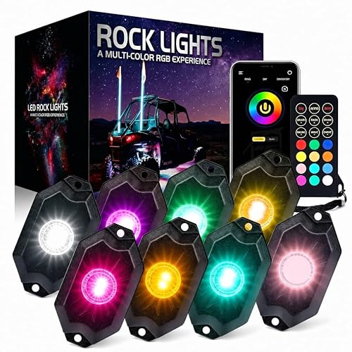 Xprite LED Rock Lights Kit 8 Pods Multicolor Neon Underglow
