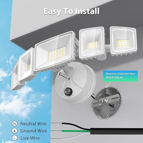 Miniatura 8 de iMaihom 5 cabezales ajustables para iluminación exterior LED del anochecer al amanecer, luces de inundación de 55 W al aire libre con control