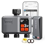 WiFi Sprinkler Timer 3 Zone with 984 Feet RF Gateway, 3 Outlet Smart Water Timer for Garden Hose with Rain Delay/Manual/Automatic,WiFi Water Hose Timers for Garden & Lawns