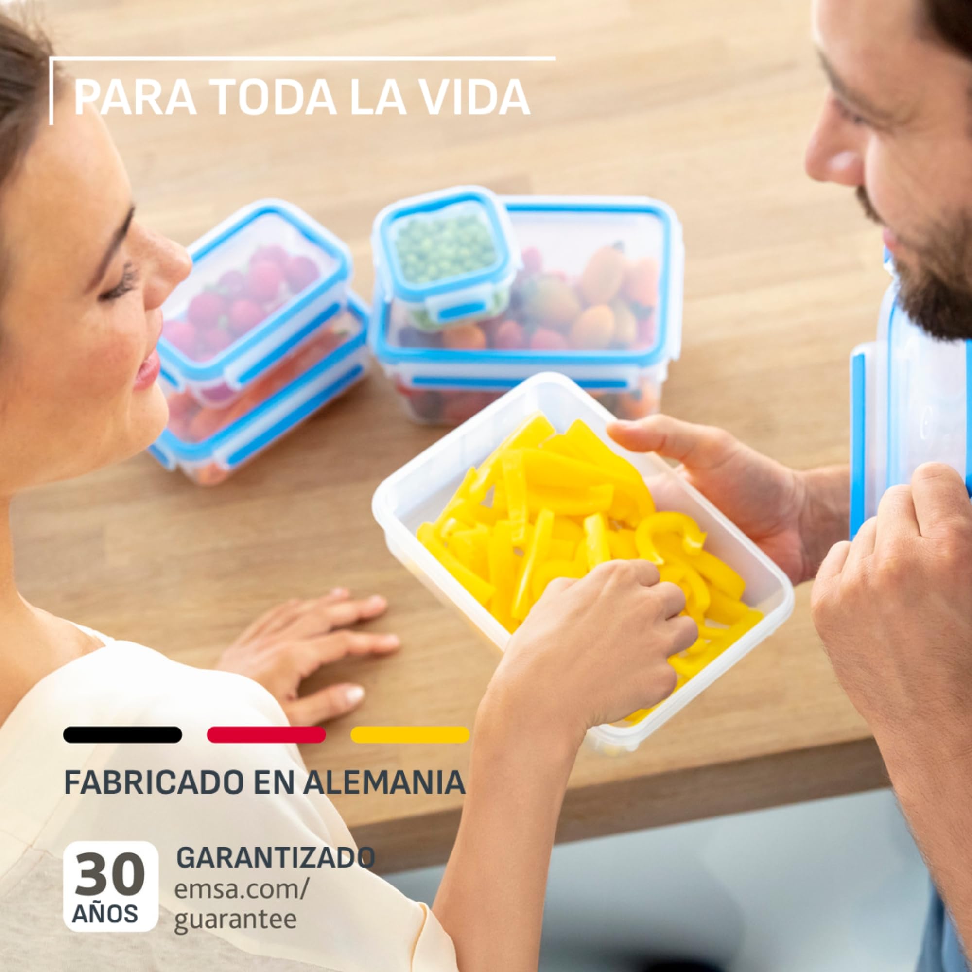 Emsa Clip&Close Fresh - Set de 3 Recipientes Herméticos Plástico de 0,55 L, higiénico, no olores ni sabores, apto lavavajillas y microondas, certificado Baby Care