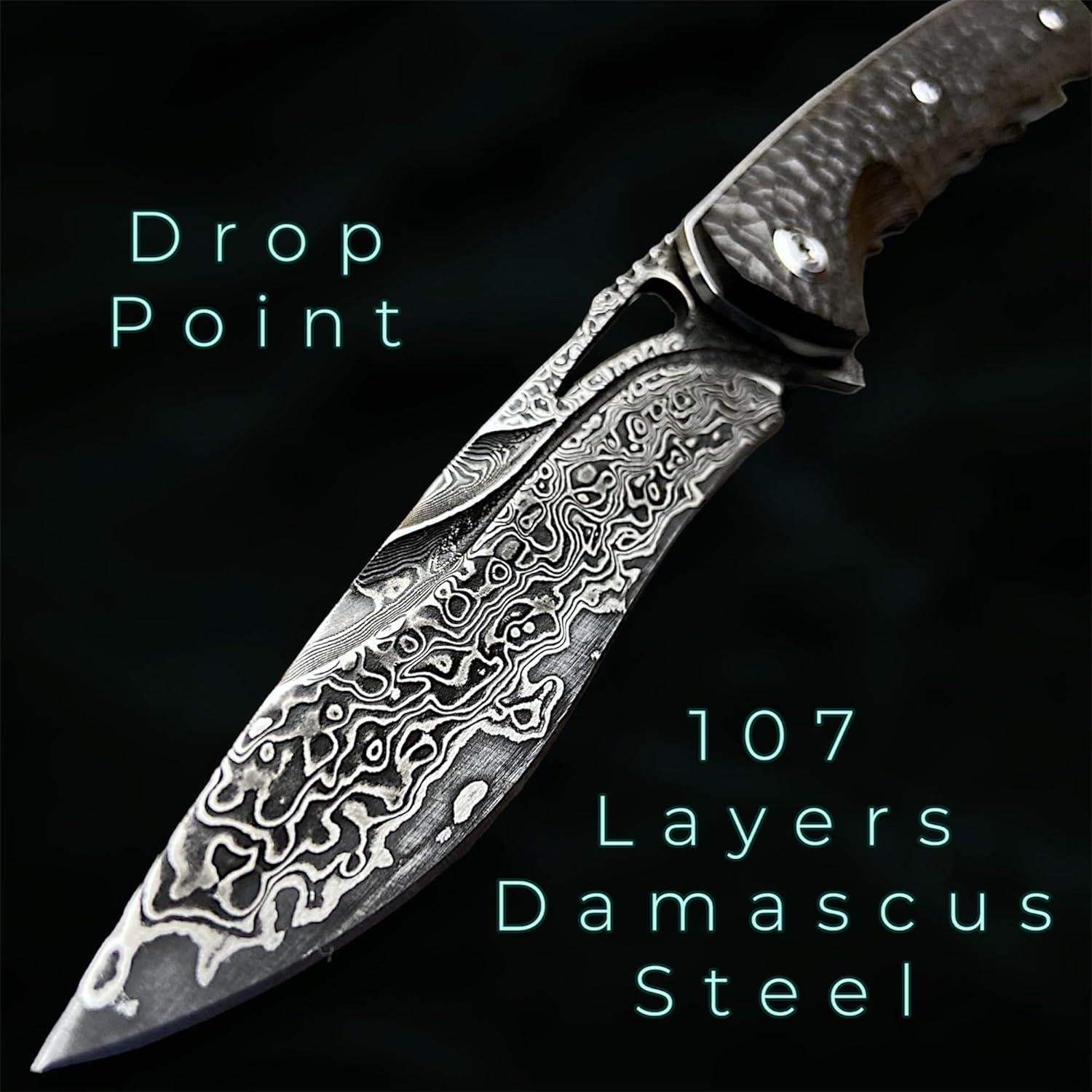 TACTICAL GEARZ Damascus Steel Pocket Knife for EDC, Ebony (Black) Wood Handle, Multi-Layered Damascus Steel Blade (Krato XT)