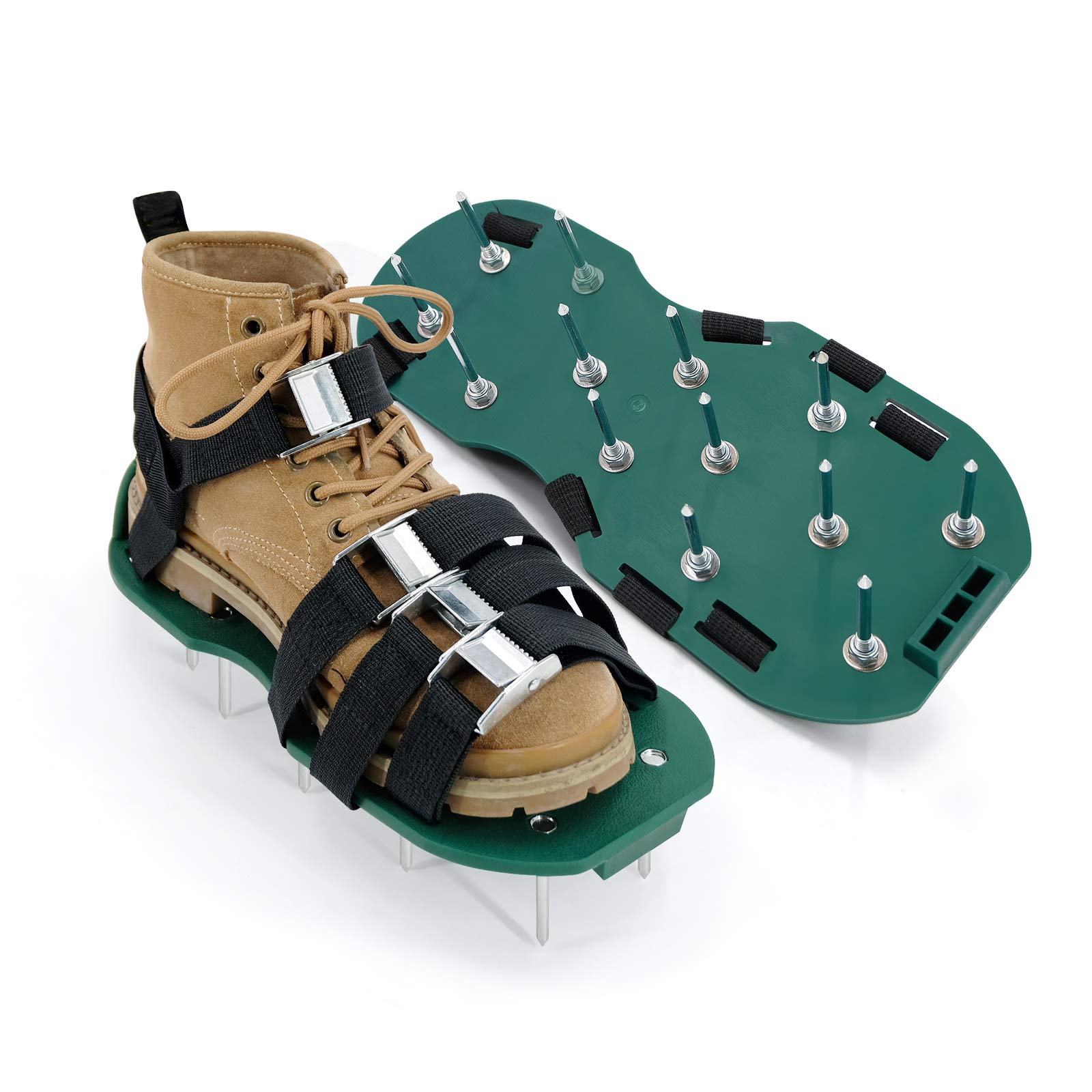 Hortem Manual Lawn Aerator Sandals Universal Size-Comes with 2 Adjustable Straps with Secure Buckles, Yard Aerator Shoes for Effectively Aerating Lawn Soil