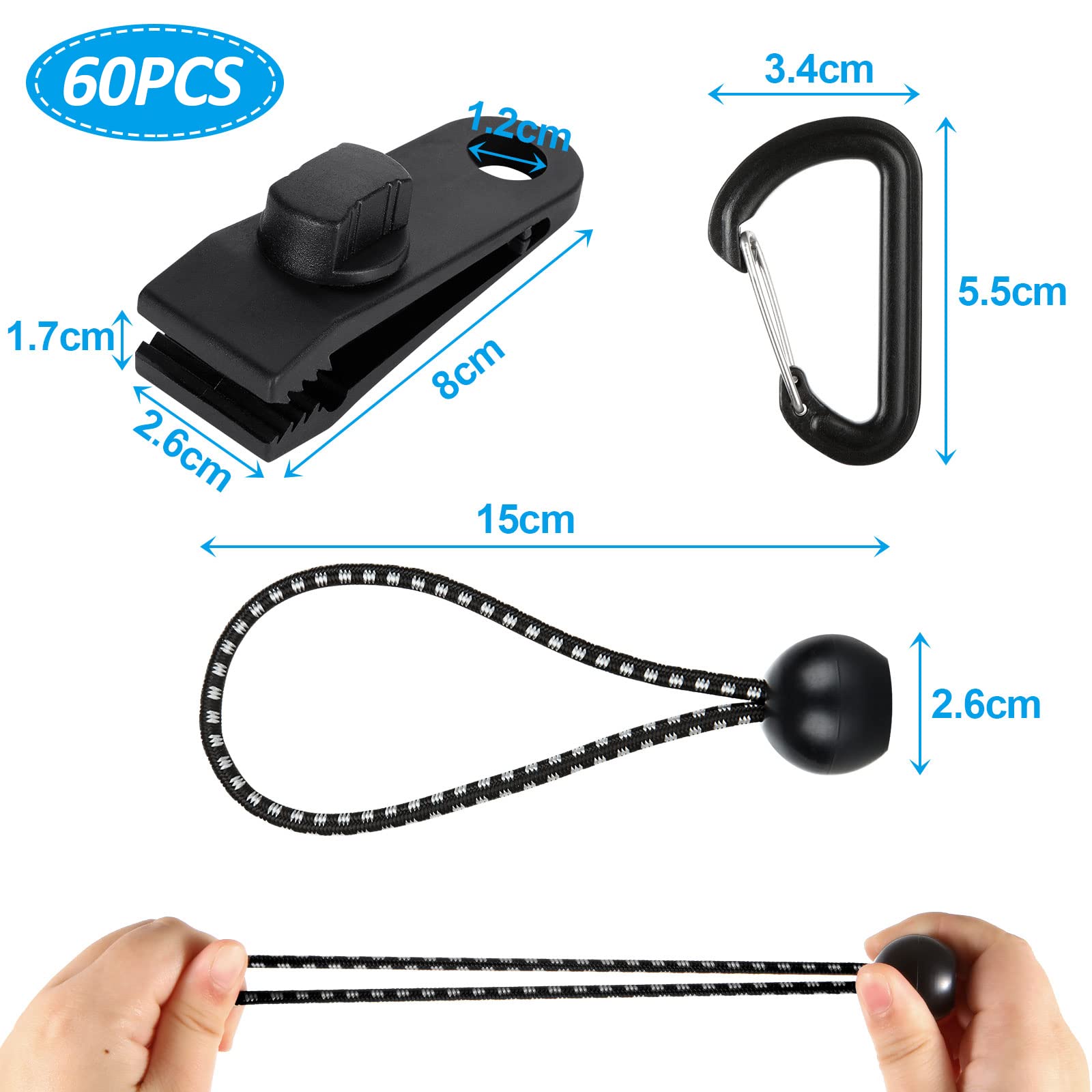 Set 20 Tenditore Telone Sfera Expander Imbracatura Serraggio Gomma - Foto 9