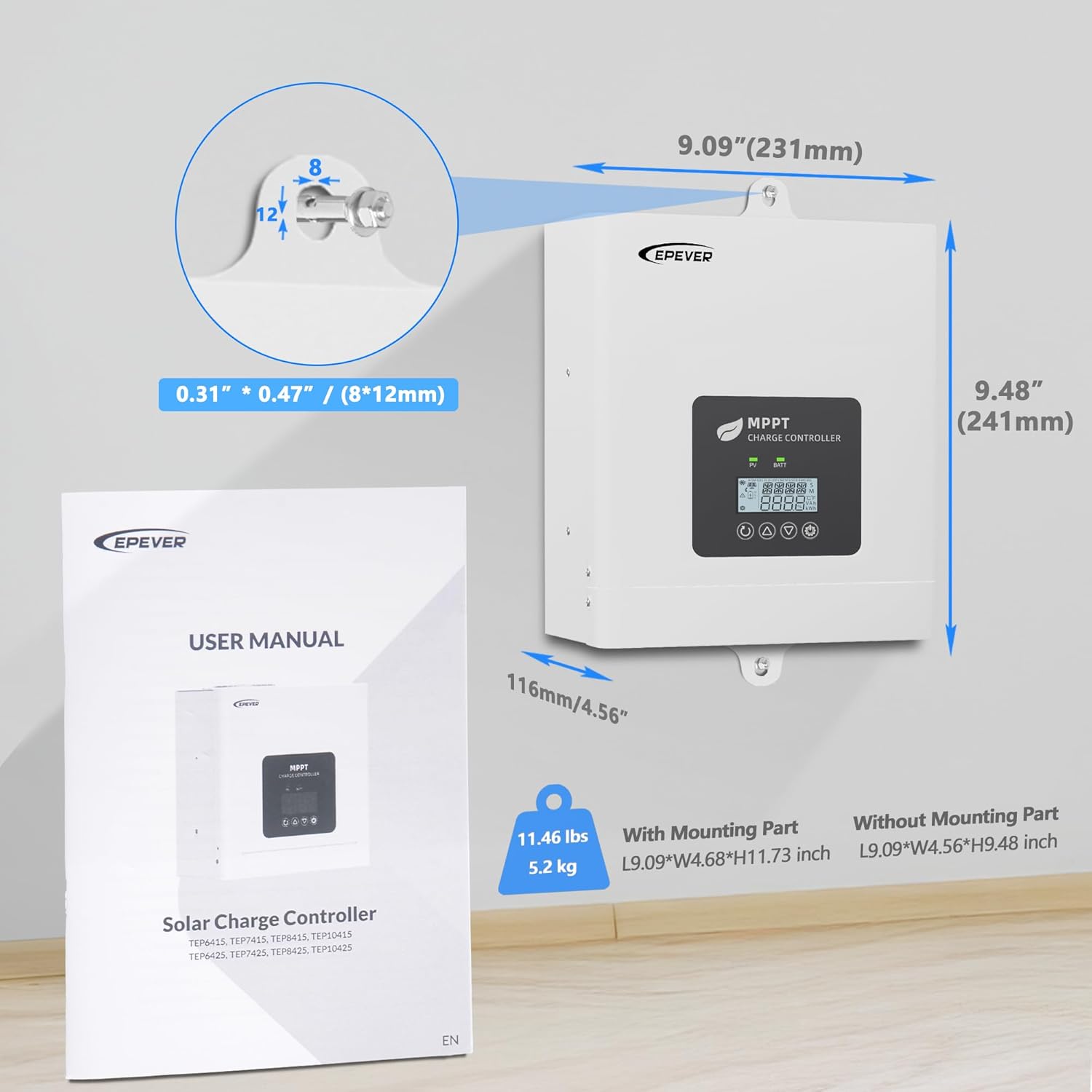 EPEVER 100A MPPT Solar Charge Controller, Dual PV Input Max 250V, 12V/24V/48V Auto, Supports No Battery Mode & Parallel, for LiFePO4 & Lead-Acid Off-Grid RV Solar System