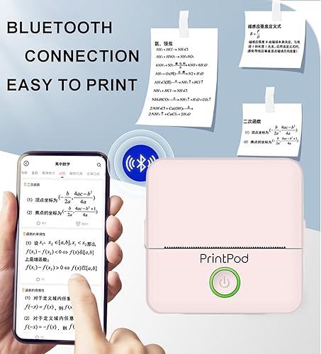 Miniatura 3 de Print Pod - Impresora térmica inalámbrica con Bluetooth, impresora de bolsillo sin tinta para álbum de recortes de bricolaje con 5 rollos de papel