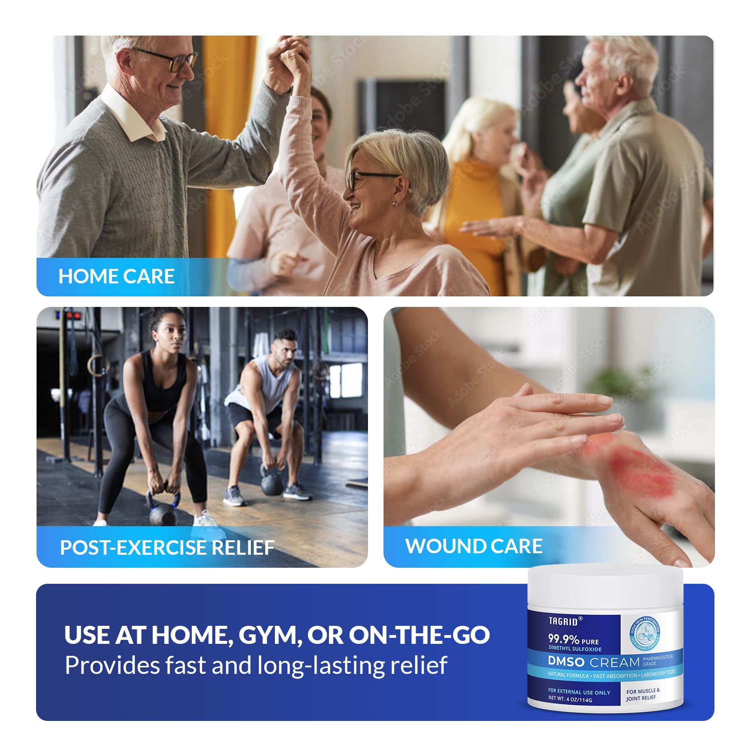 TAGRID DMSO Cream Pharmaceutical Grade: 99.9% Pure DMSO with Magnesium, Arnica & Aloe Vera for Muscle and Joint Pain Relief - Fast Acting Topical Cream for Body Wellness (4 Oz (Pack of 1)) — view 6
