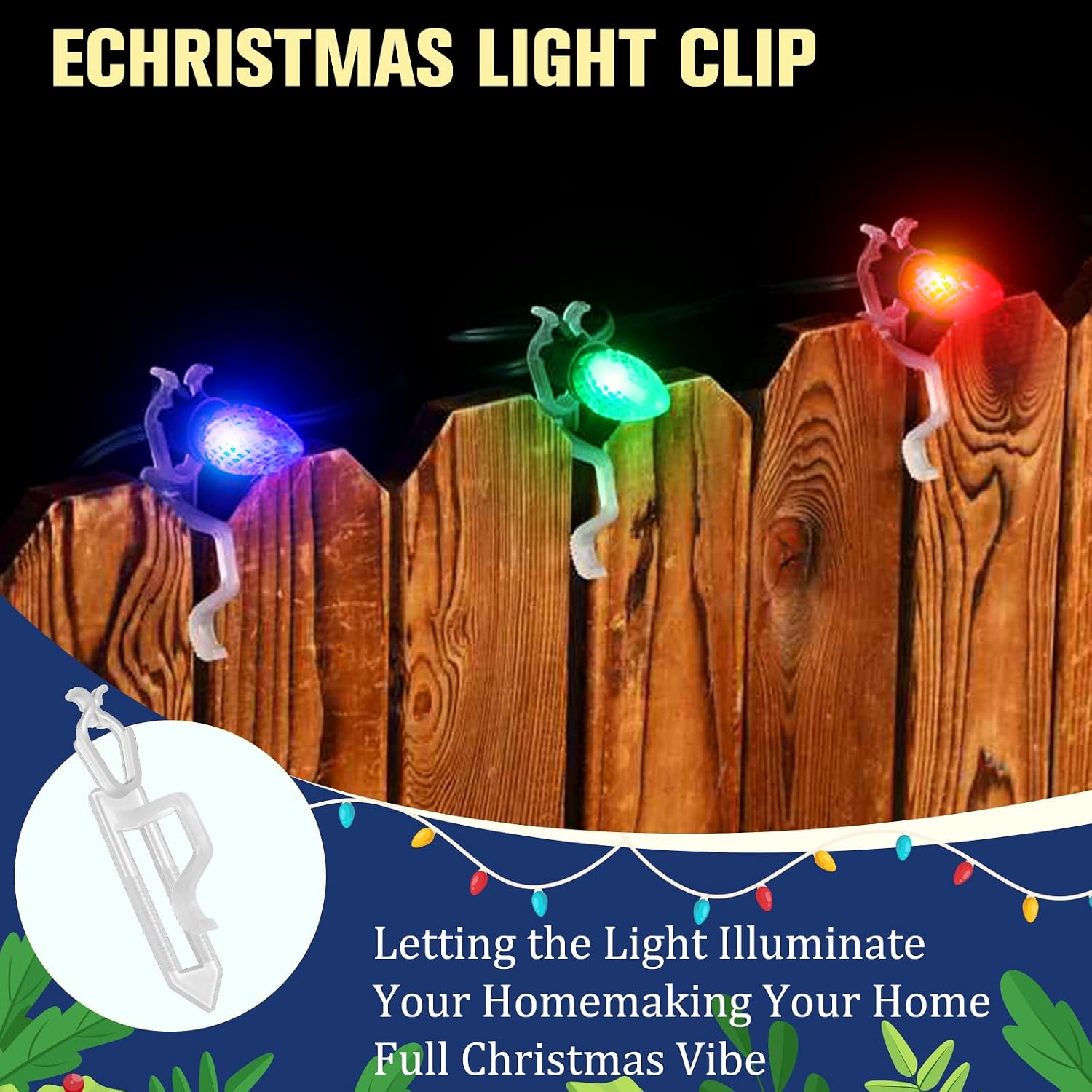 Lasnten 100 Pcs Christmas Light Clips, Outdoor Holiday Shingle Gutter Clips for C9 C7 Bulb and LED String Lights, White Weatherproof Hangers for Christmas Roof Tree Hanging Outdoor Gutters