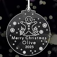 Vista 8 de Bolas de Navidad personalizadas para árbol de Navidad, decoraciones acrílicas de hombre de jengibre, adornos de Navidad, regalo de recuerdo