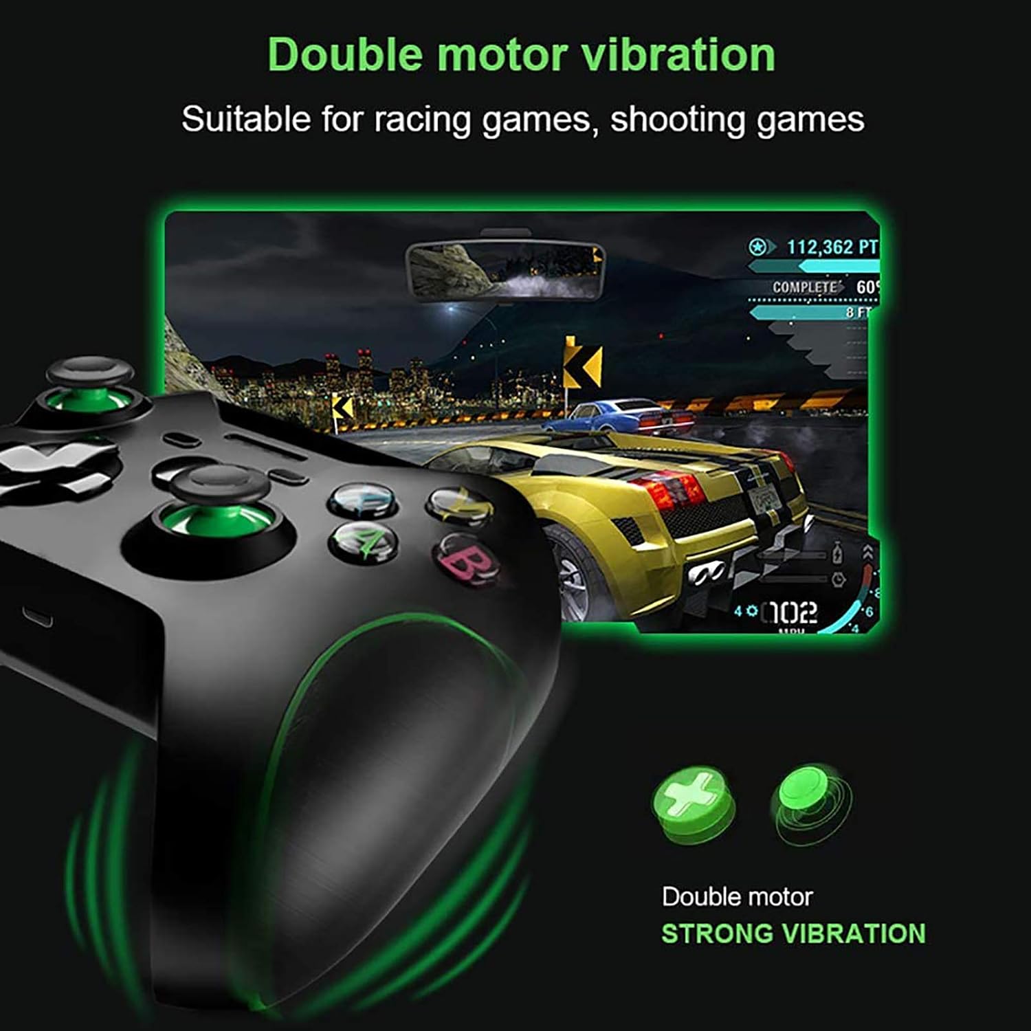 Wireless Controller for Xbox One,2.4GHZ Controller Compatible with Xbox One S/X/Elite,PS3, PC Windows 7/8/10, Android Phone with Built-in Dual Vibration.