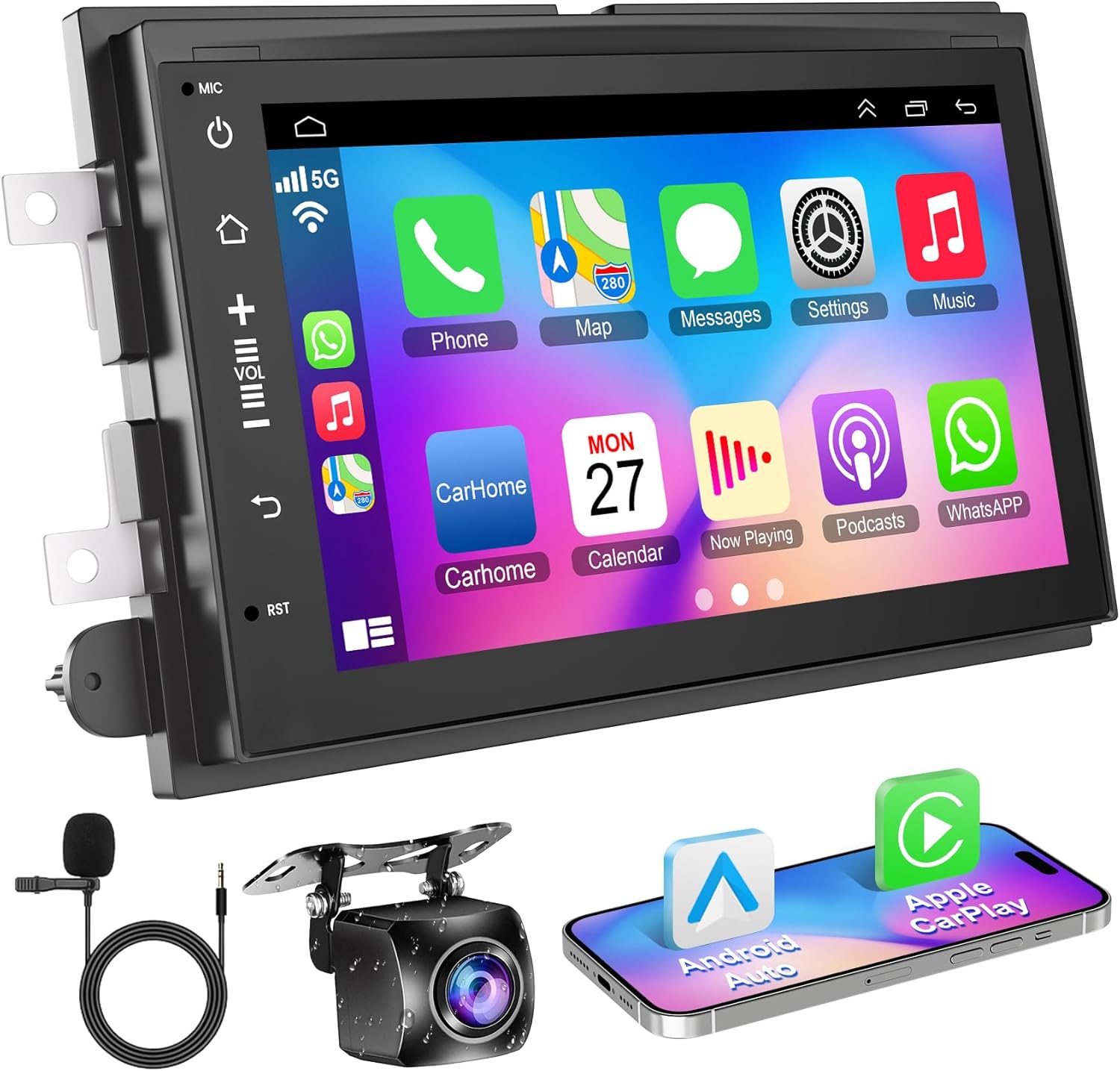 8-core 6G+128G Car Radio for Ford F150/F250/F350 2004-2014, 7" IPS Touch Screen Car Stereo with GPS Wireless&Wired CarPlay/Android Auto, Backup Camera,SWC,DSP