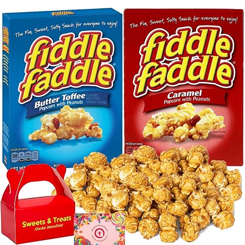 Fiddle Faddle - Bocadillo de palomitas de maíz Sabores de caramelo y mantequilla con maní tostado, palomitas de maíz recubiertas dulces y