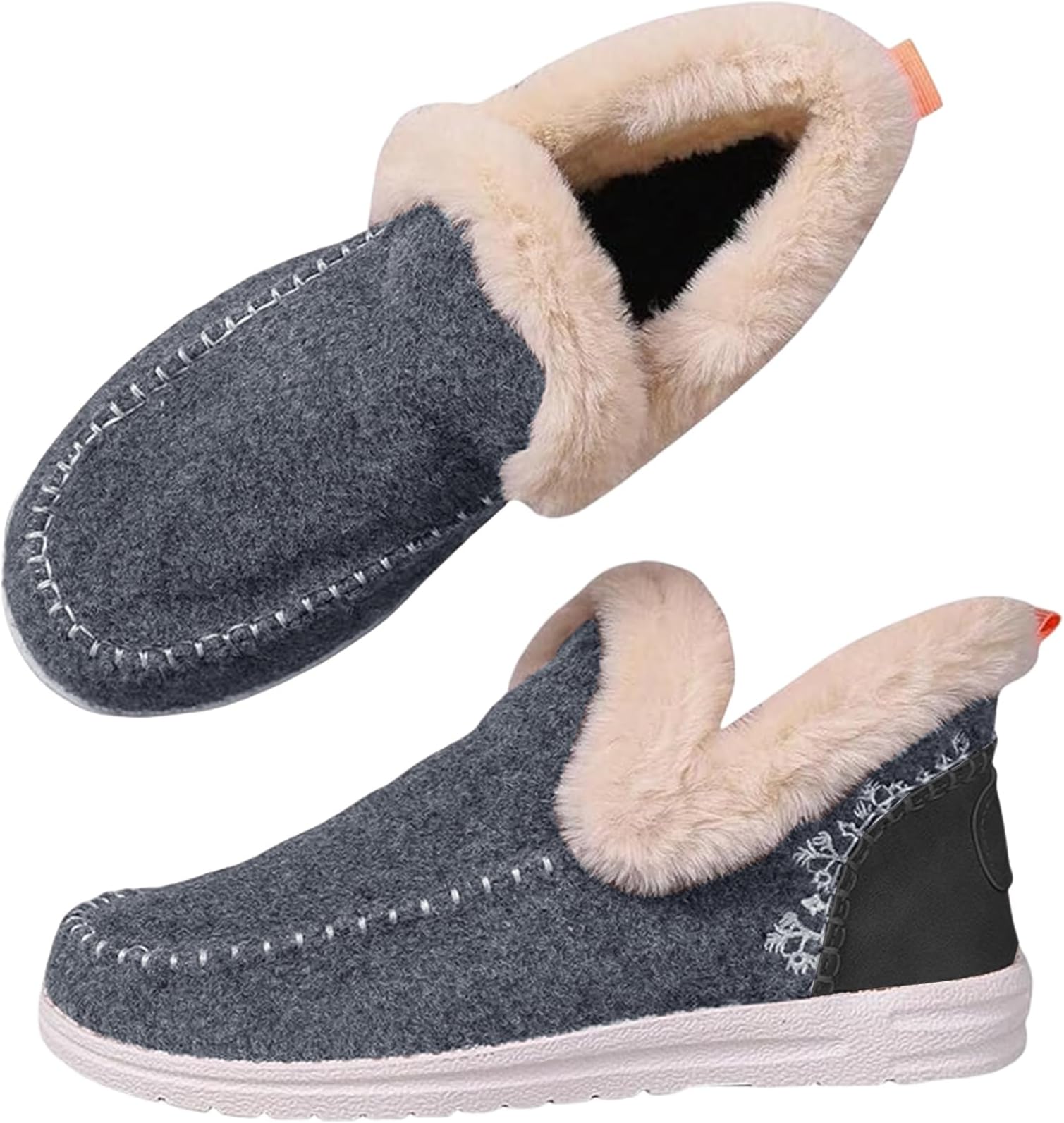 Winter Slippers for Women Men Fuzzy Fur Lined House Boots Warm Snow Boots Slip On Ankle Booties Cozy Slipper Anti-Slip Sneakers Indoor and Outdoor Shoes Unisex
