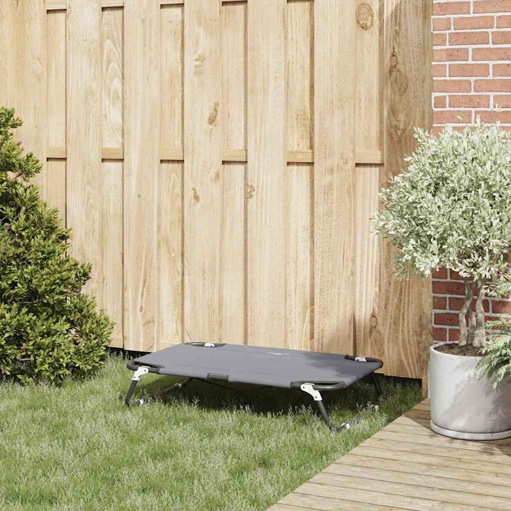 Cama para perros gris claro de acero 70 x 46 x 18 cm plegable, para interior y exterior, suelo antideslizante, transpirable, resistente a los arañazos, cojín ligero para perros para salón