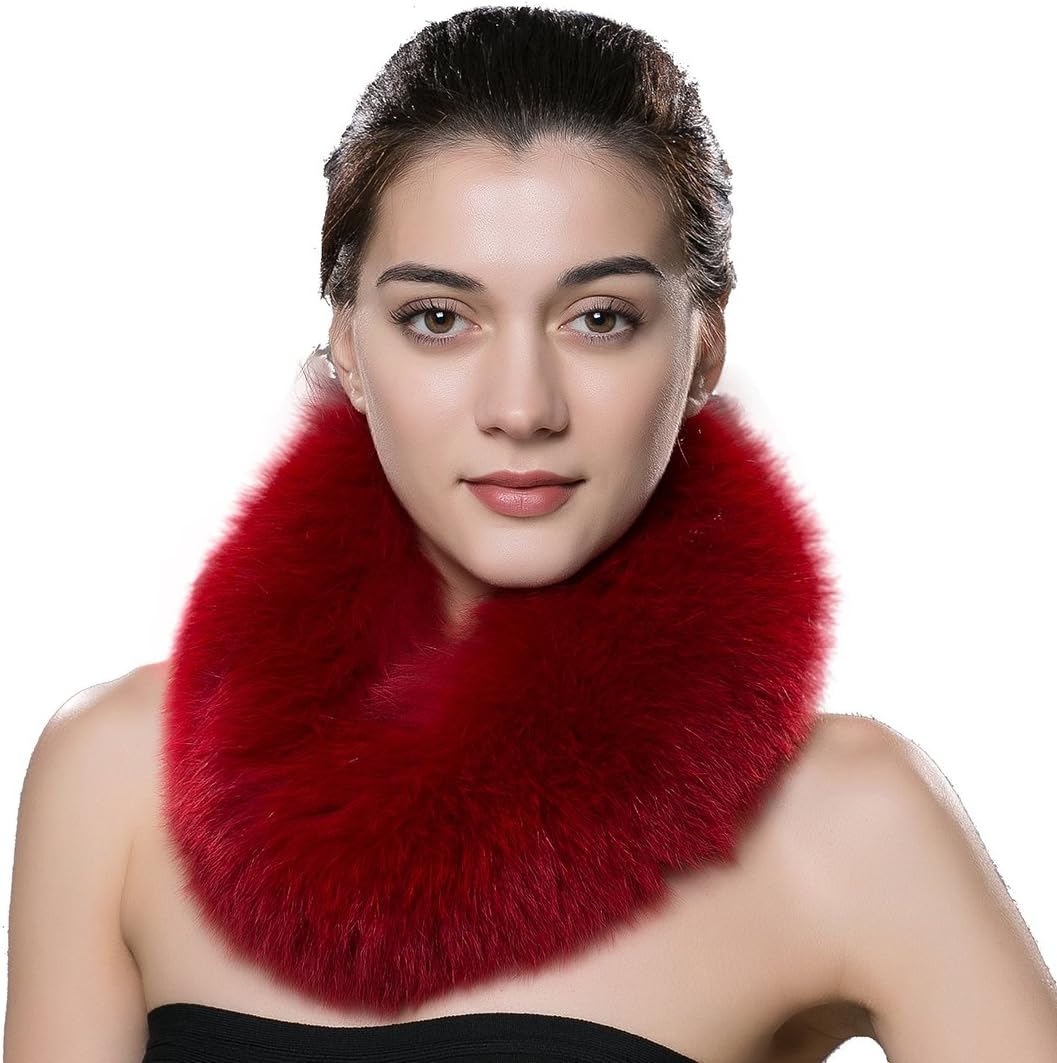 URSFUR Women Winter Scarf Warm Real Fox Neck Wrap Collar Cowl