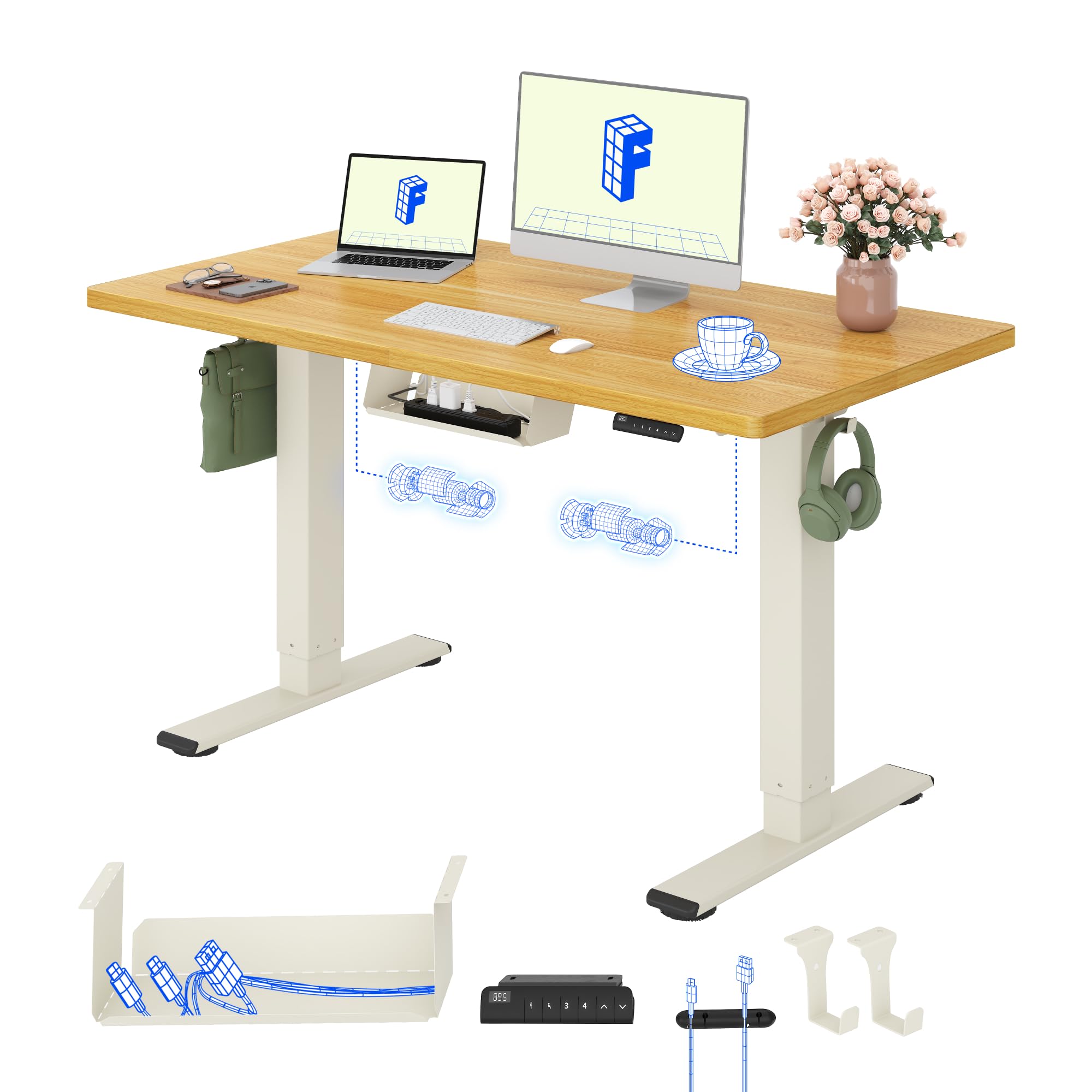 FLEXISPOT Höhenverstellbarer Schreibtisch elektrisch, Doppelmotor