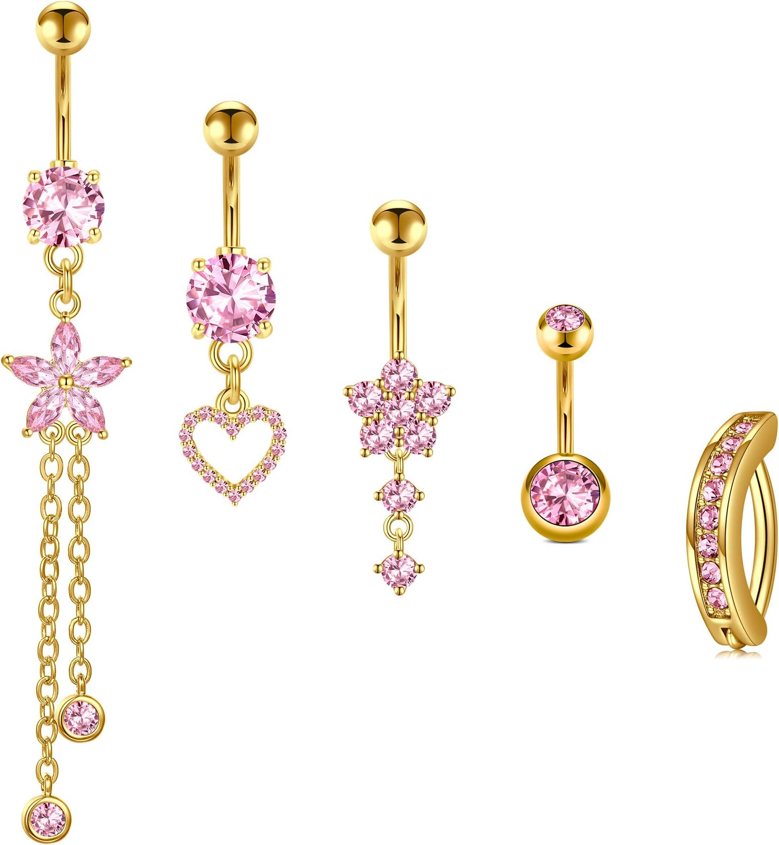 Briana Williams Belly Button Ring Belly Rings Belly Button Piercing Gold Belly Button Ring for Women Clicker Belly Ring Belly Piercing Stainless Steel 14g 10mm Blley Navel Rings Piercing Jewelry