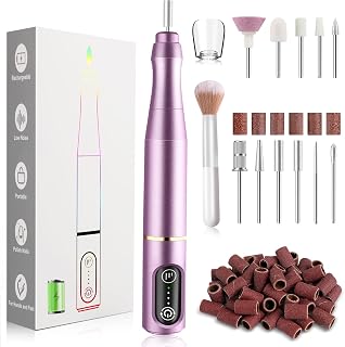 TUOBEO Cordless Nail Drill Kit: Rechargeable Electric Efile, 11 Bits & 56 Sanding Bands, Portable Acrylic Gel Remover for Manicure Pedicure, Purple