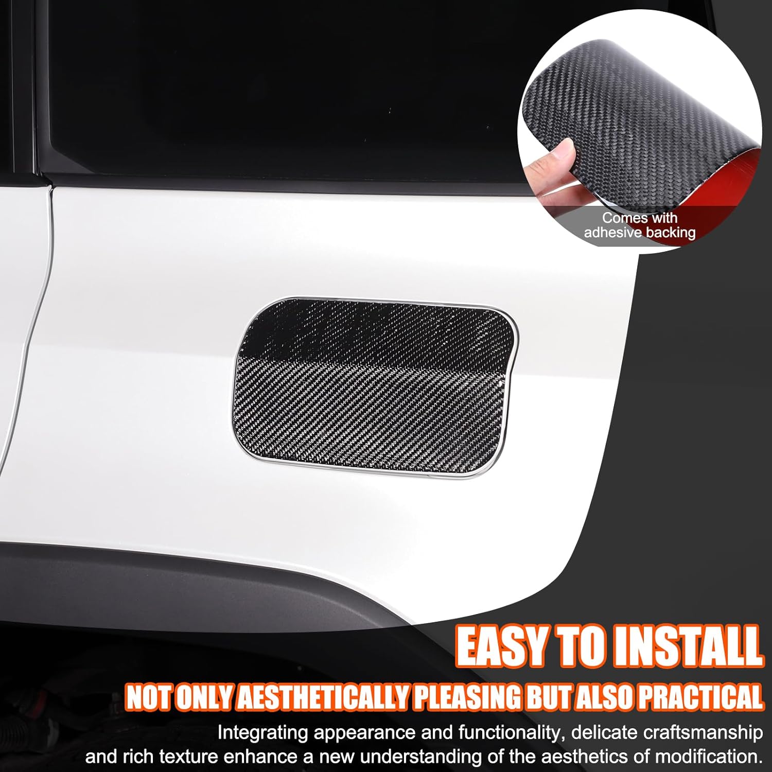 Car Exterior Gas Fuel Tank Cap Trim Cover Compatible with Toyota Land Cruiser 250 Prado LC250 J250 2024 2025 Soft Real Carbon Fiber Gas Fuel Door Sticker Trim Accessories 1PCS (Black Carbon)