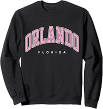 Orlando Florida FL Varsity Style Pink Text Sweatshirt