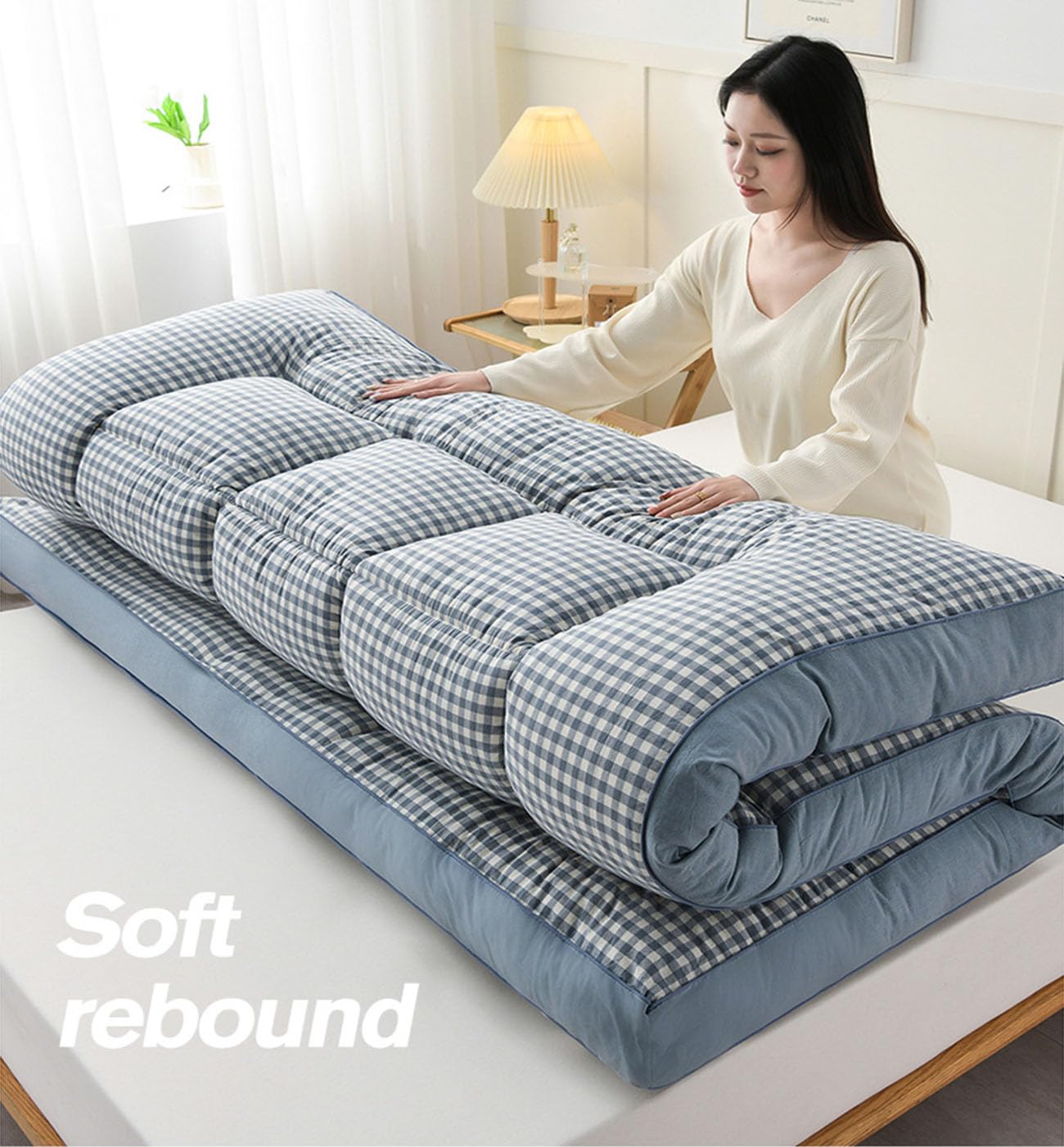 Materac futon, zwijane łóżko tatami w rozmiarze king size, składany, miękki, redukujący nacisk, oddychający, podwójny materac do akademika studenckiego i użytku domowego