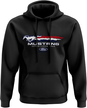 Sweat à Capuche Ford Mustang Avec Logo Pony Moderne - Licence Officielle - Coupe Classique