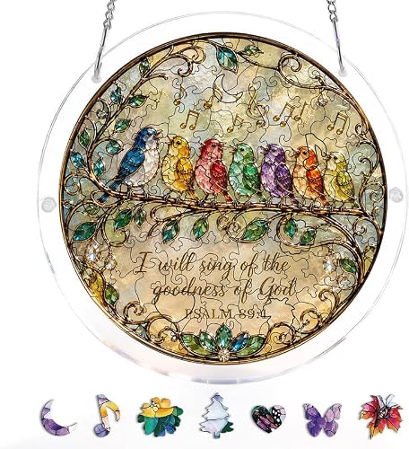 Acrylic Puzzle Suncatcher,Inspirational Bird & Scripture Sun Catcher Gifts