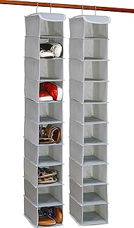 Simple Houseware 2 Pack 10 Shelves Hanging Organizer, Grey