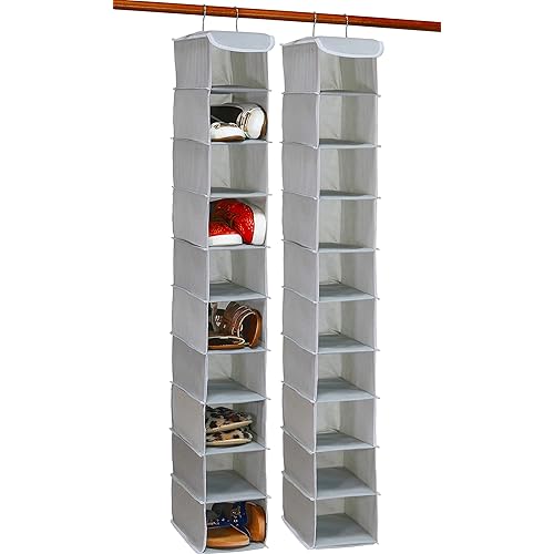 Simple Houseware 2 Pack 10 Shelves Hanging Organizer, Grey