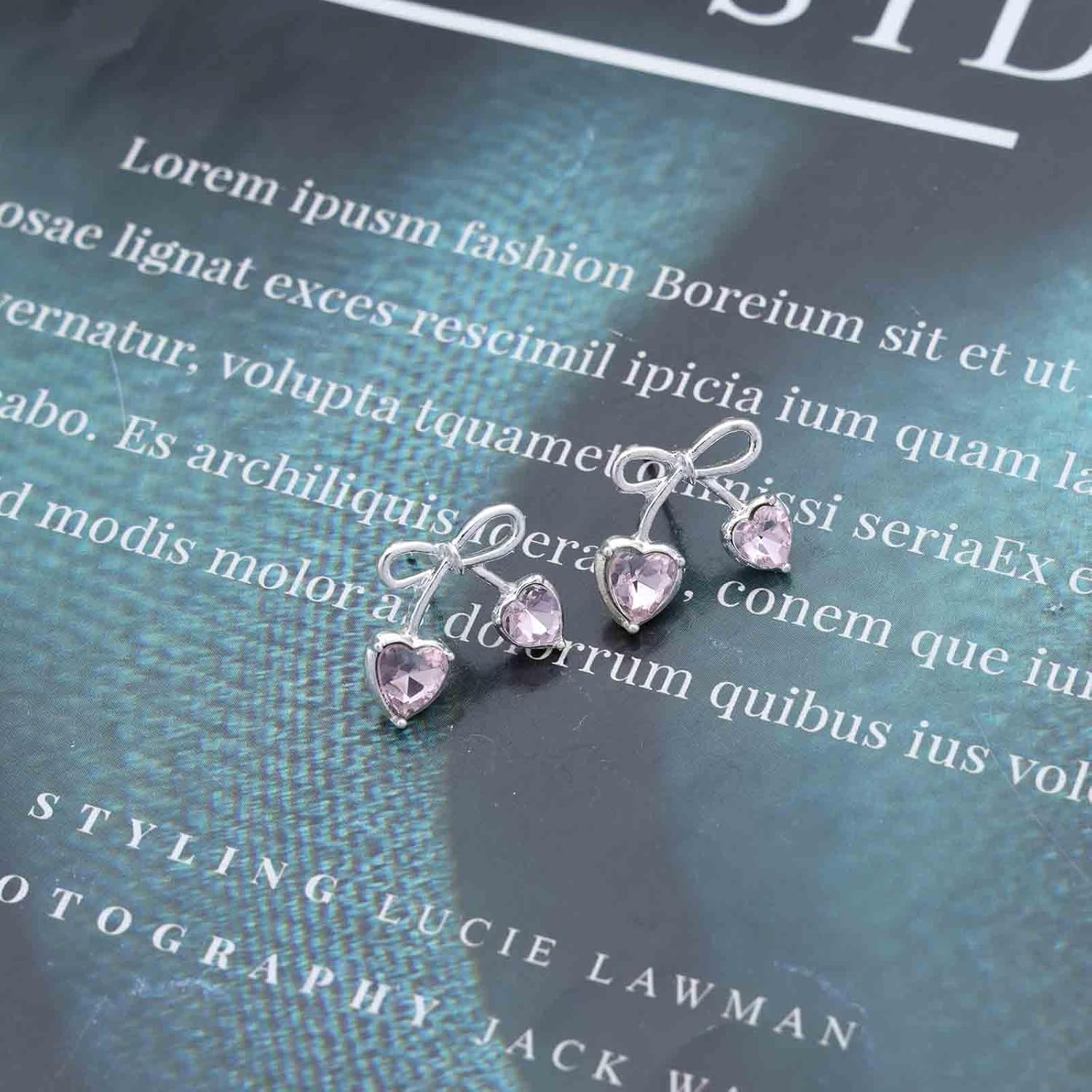 Andelaisi Boho Crystal Bow Earrings Vintage CZ Heart Earrings Gold Heart Bowtie Earrings Personalized Butterfly Knot Earrings Jewelry for Women - Image 3