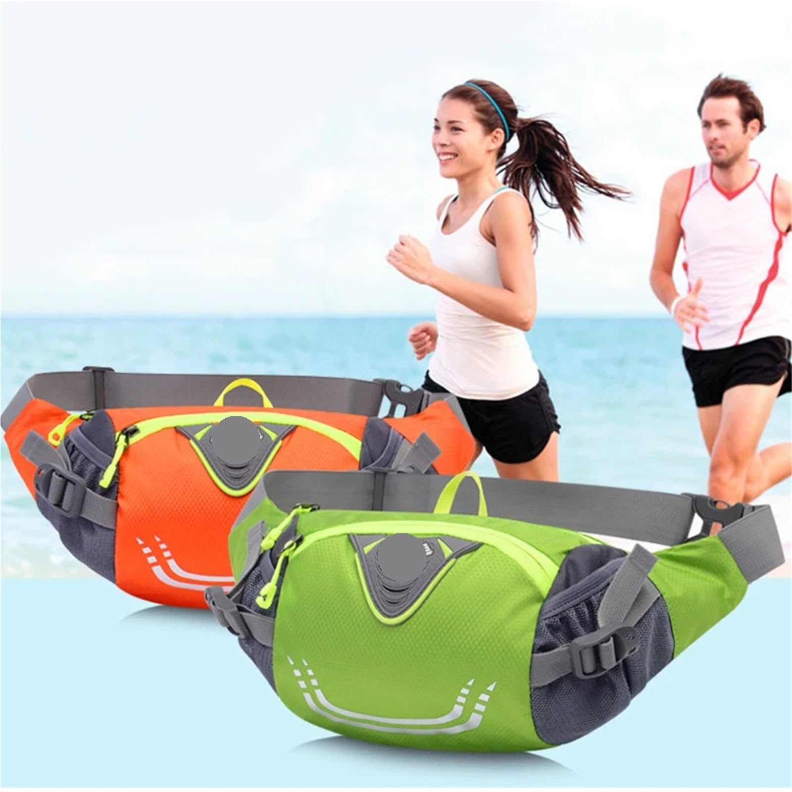 Riñoneras de Nailon for Correr, riñoneras Ligeras, elásticas, Transpirables, Alta Capacidad con Cremallera, Accesorios Deportivos para Trotar(Orange)