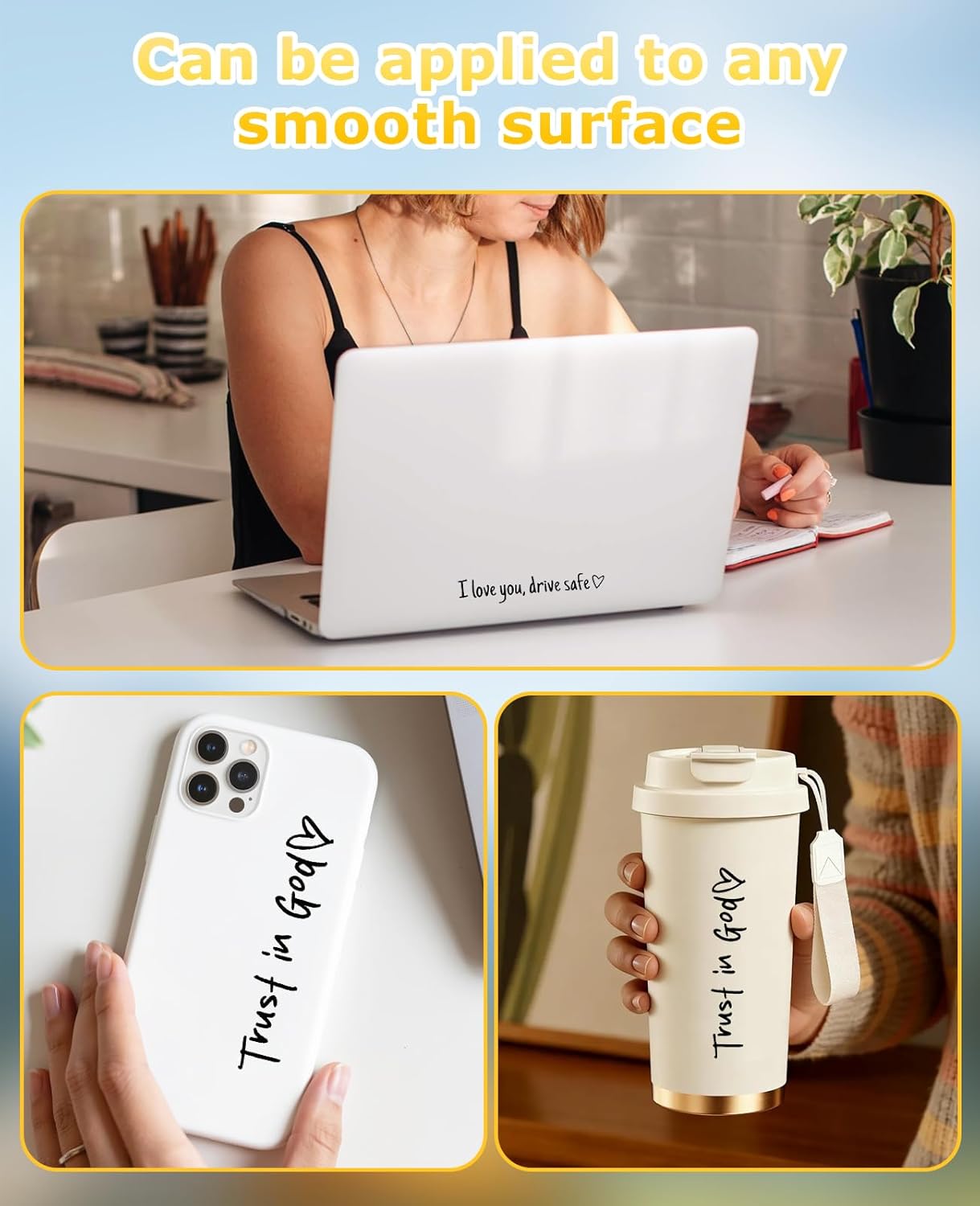 12PCS Rearview Mirror Sticker, Trust in God & I Love You Drive Safe Decal for Cars Rear View - Image 7