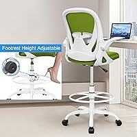 Vista 4 de Primy Silla de dibujo alta de oficina con reposabrazos abatibles, silla de escritorio ergonómica ejecutiva para computadora con soporte lumbar