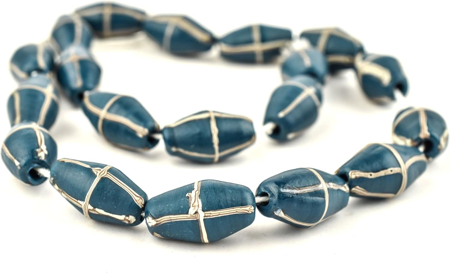 The Bead Chest Java French Cross Beads: Indonesian Glass Trade Beads for DIY Jewelry Making (Teal)