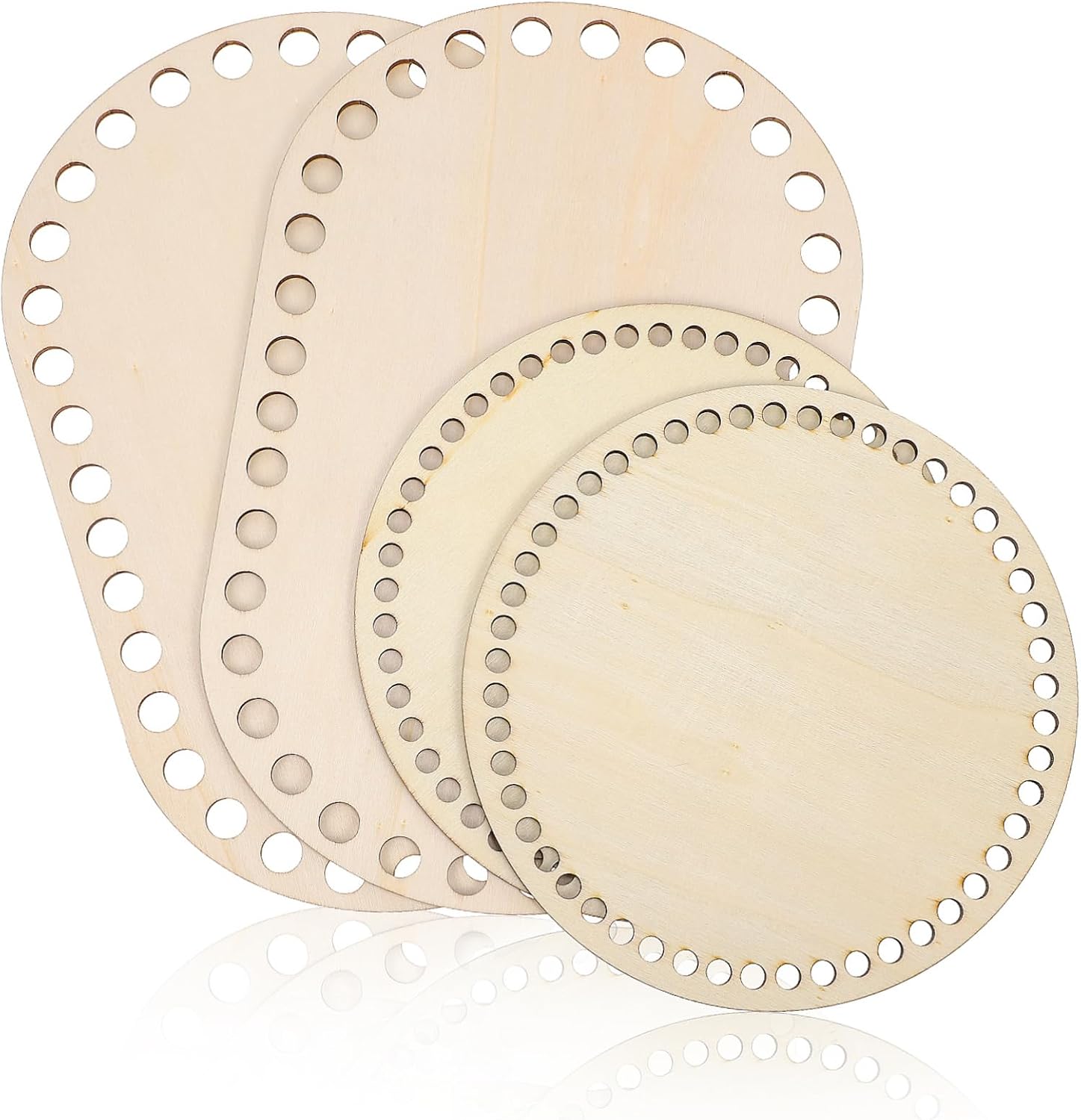 Wood Basket Bottoms 4 Pack Oval and Bases for Crochet
