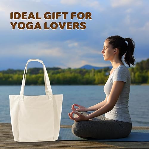 Miniatura 8 de Bolsas de yoga con esterilla, bolsa de mano para pilates, bloque de yoga para mujer, bolsa de hombro de lona con bolsillo para gimnasio, oficina,